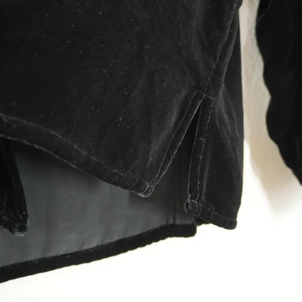 Eddie Bauer Black Velvet Silk Button Front Blouse Long Sleeve Whimsigoth Vintage - Image 6