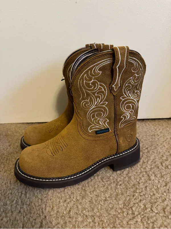 Ariat Women's Fatbaby Heritage Waterproof Western Boots Ginger Spice Suede Sz 6B - Image 4