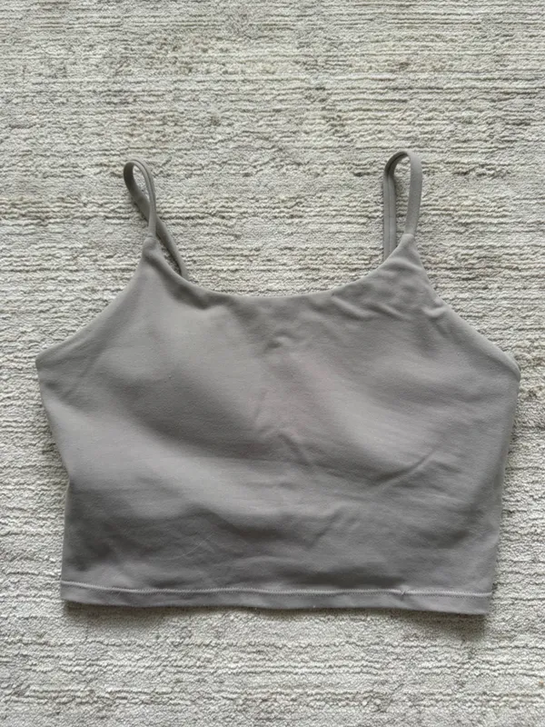 Women's Slim Cropped Camisole Tank Top in Taupe with Built in Bra (Size Small) - Image 3