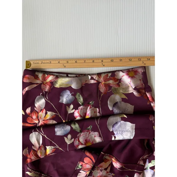 ECI Floral Pencil Skirt Elegant Career Party Maroon Print‎ S - Image 3