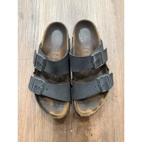Birkenstock Arizona Black Leather‎ Two Strap Comfort Sandals Women's Size 38 - Image 2