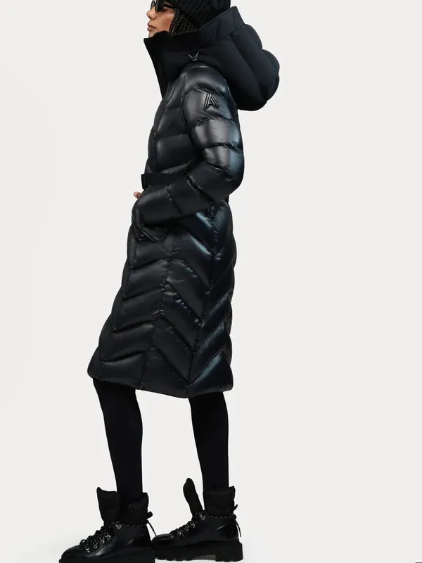 Alpenhaus BELLEVAUX Puffer Coat With Adjustable Belt Black Shiny Sz XL - Image 5