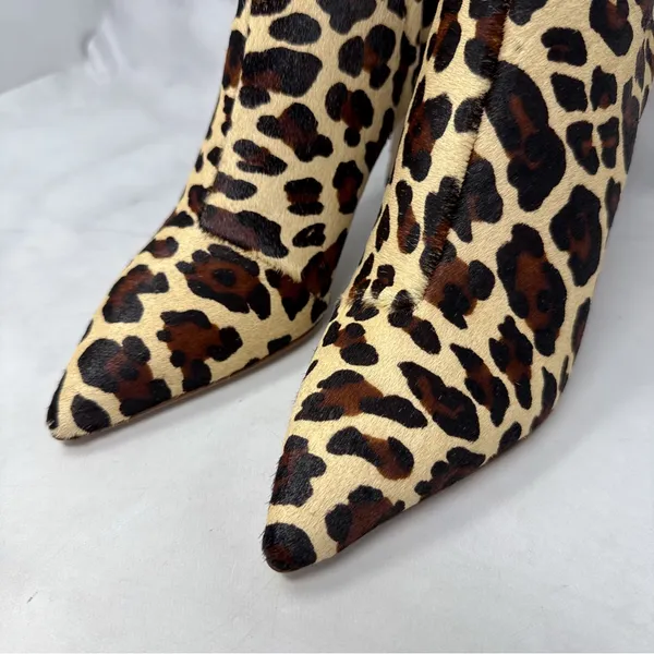 NEW Sophia Webster Rizzo Leopard Calf Hair Pointed Toe Mid Height Ankle Boots 37 - Image 6