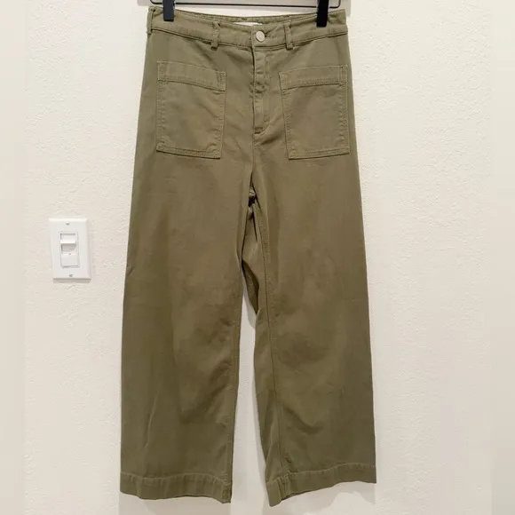 A.L.C. Frank Wide Leg Sailor Pants in Army Green Cropped size 0 - Image 2