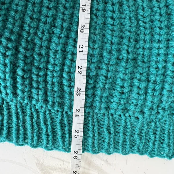 Handmade Chunky Knit Sweater Women XL Teal Turquoise Oversized Balloon Sleeve - Image 8