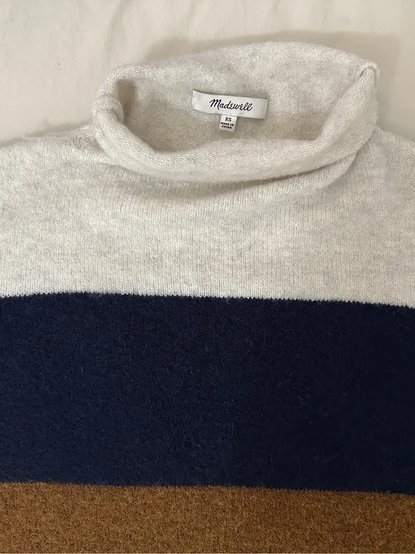 Madewell Inland Striped Turtleneck Sweater Coziest Yarn – Heather Platinum – XS - Image 6