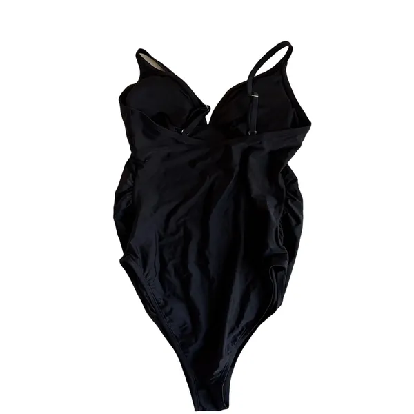 CupShe NEW Women's Maternity Black Ruched V-Neck One Piece Swimsuit Size M - Image 2