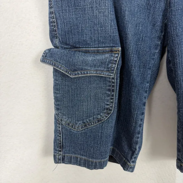 Jones Wear Jeans Cargo Shorts Womens‎ 8 Stretch Utility Multi Pocket Blue Denim - Image 4