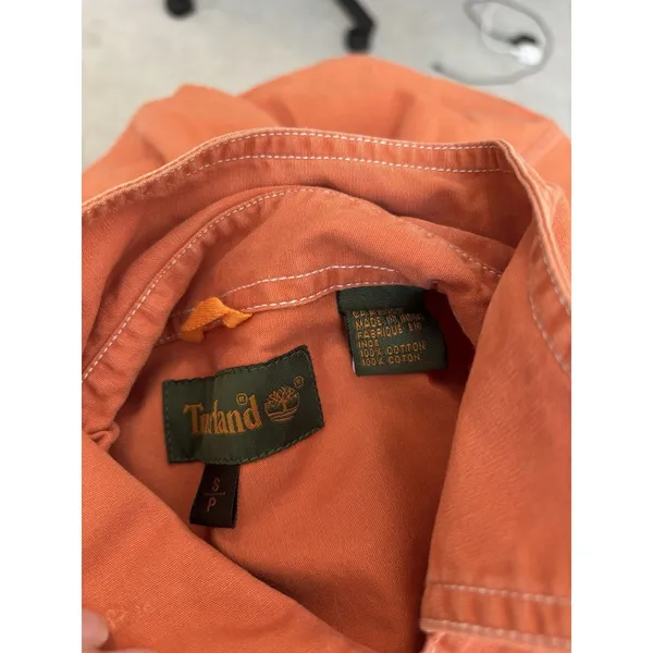 Vtg Timberland TBL-73 Orange Canvas Jacket CAT &‎ Floral Embroidery Women’s S - Image 3