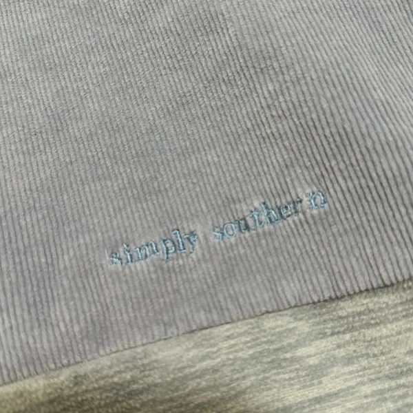 Simply Southern | Women's Grey Heather Lavender Corduroy Pullover Quarter Zip, L - Image 5