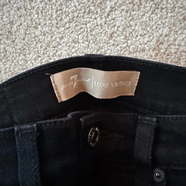 7 For All Mankind Black Straight Leg Jeans - Image 2