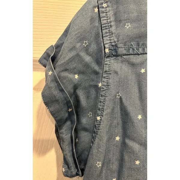 Thread & Supply Blue‎ Tencel Star Print Button Down Shirt Dress Small D4287TCTJ - Image 9