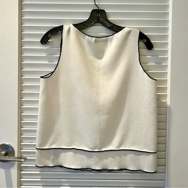 ZARA White Sleeveless Top with Black Trim - Image 2