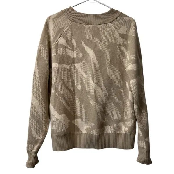 Athleta Jacquard Textured Crew Sweater‎ Small ABSTRACT CREAM #632069 $129 Preppy - Image 2