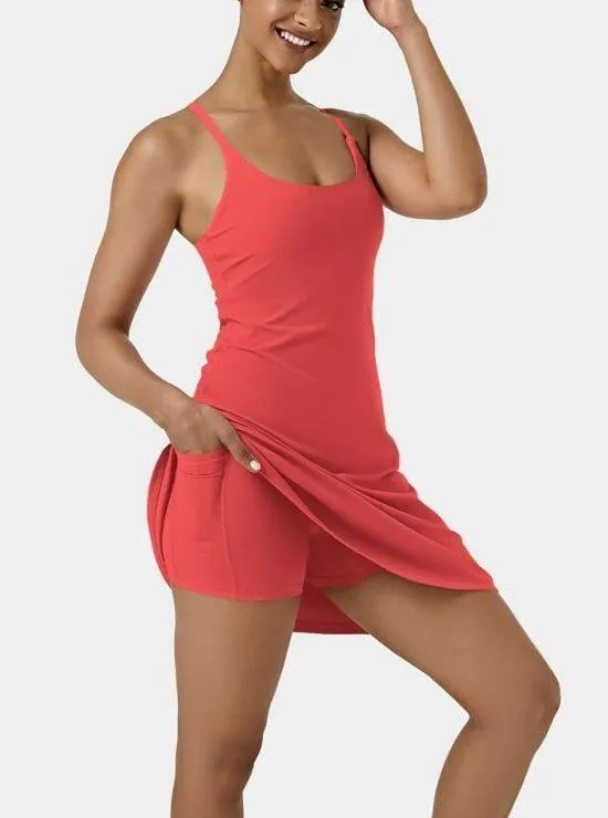 Halara NWT Poinsettia Red Softlyzero Backless Cut Out Active Dress Size Large - Image 3