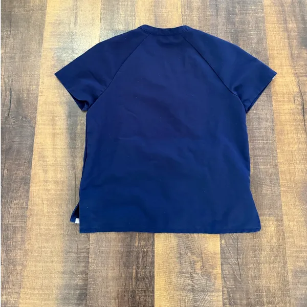 FIGS Navy Blue Technical Collection Hoodie Front Pocket V-Neck Scrub Top XS - Image 3