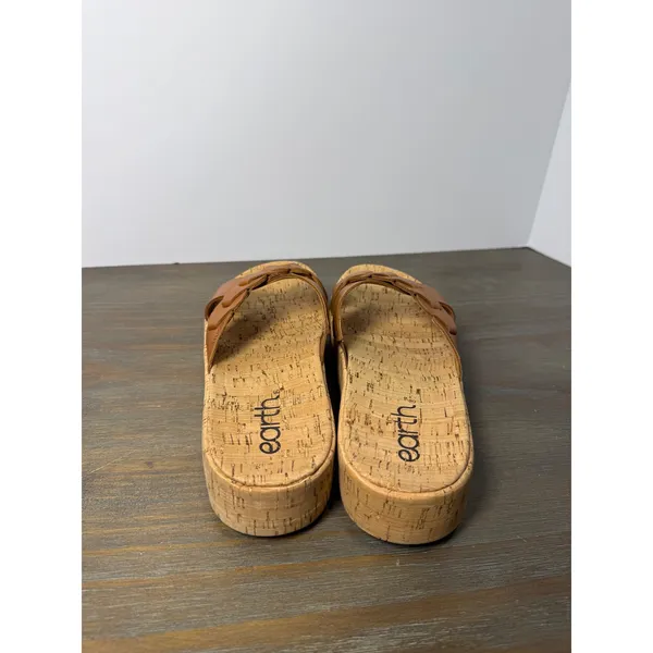 Earth Scotti‎ Leather Platform Slide Sandals Cork Comfort Size 9 NWT - Image 9