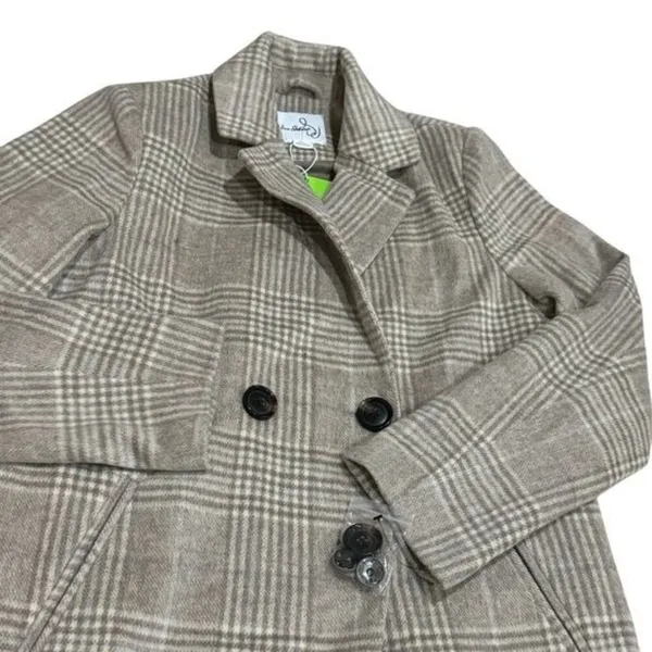 NEW Sam Edelman Double Breasted‎ Windowpane Plaid Coat Holiday Chic Old Money S - Image 3
