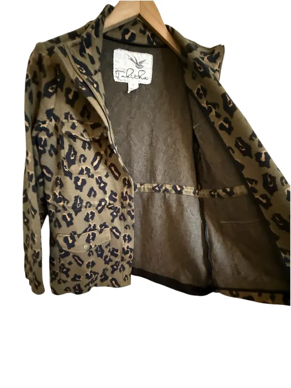 Anthropologie Tabitha Leopard Print Utility Jacket Women’s Sz S Safari Military - Image 5