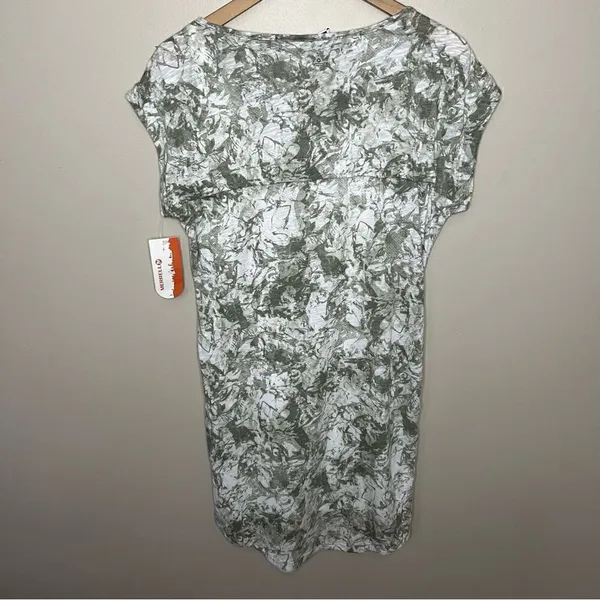 NWT Merrill Knit Travel Dress Green Putty Print Short Sleeve T-Shirt Dress Small - Image 12