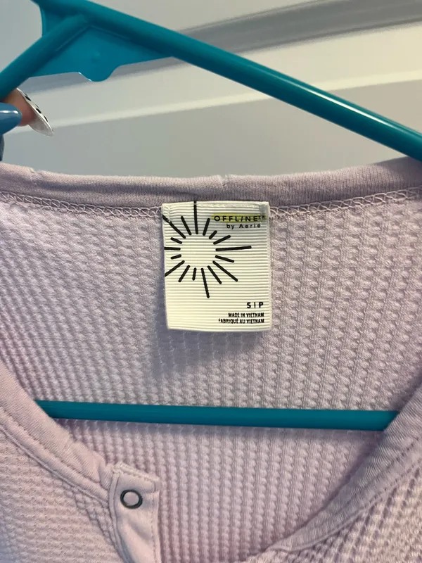 Purple waffle knit long sleeve Aerie top - Image 2