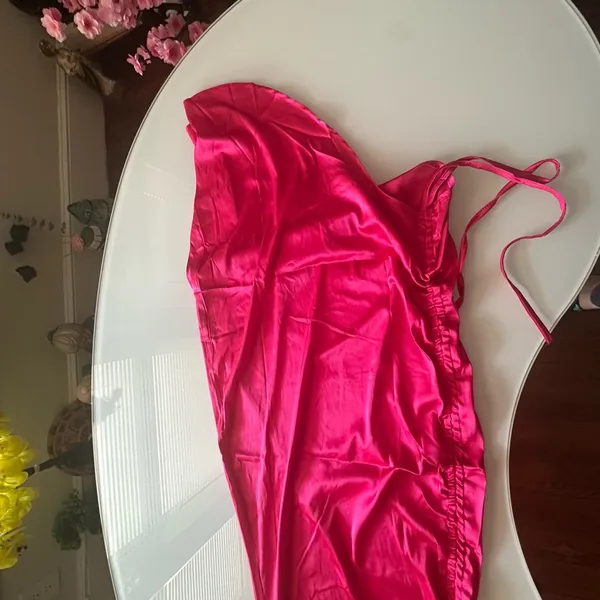 Vibrant Pink Satin Dress - Image 3