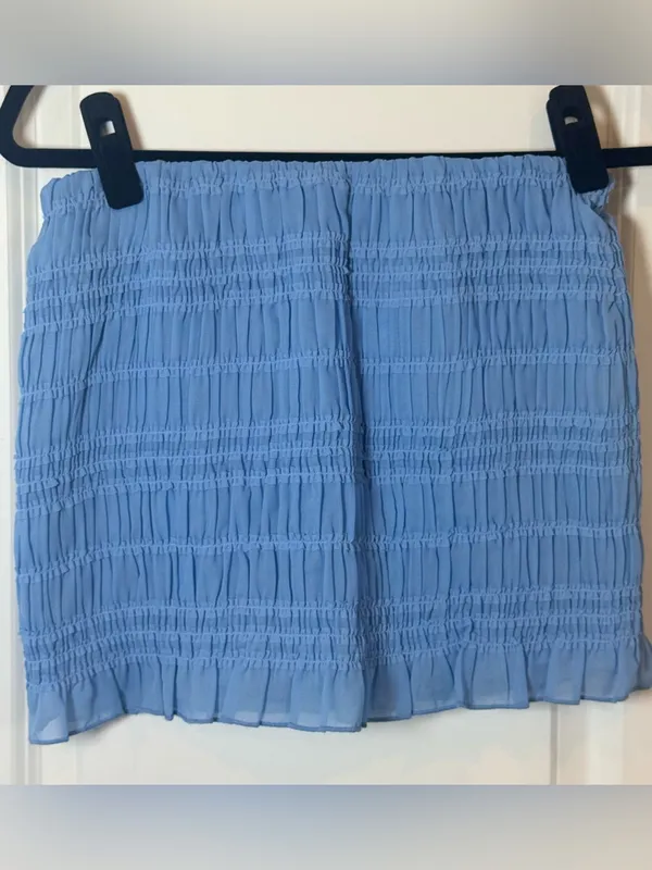 NWT Abercrombie Cloudy Blue Sheer Ruched Mini Skort XS Smocked Coquette Y2K - Image 3