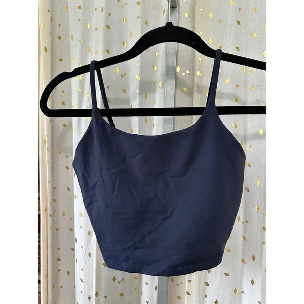 Unbranded Women's Navy Built In Unpadded Bra Stretch Crop Tank Top M - Image 2