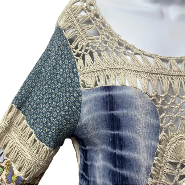 John‎ Mark Boho Crochet Butterfly Blouse Size Medium Top - Image 2