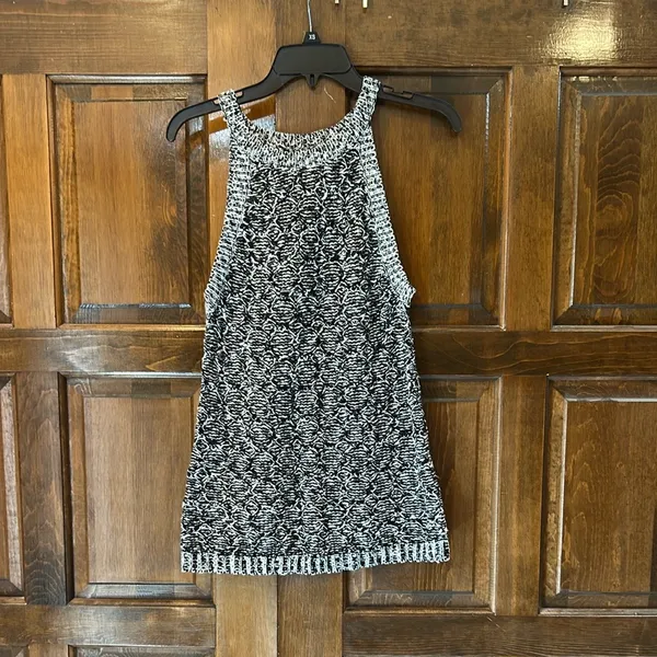 Anthropologie Moth‎ Debussy Marled Sweater Tank Top Small S Black White Knit - Image 4