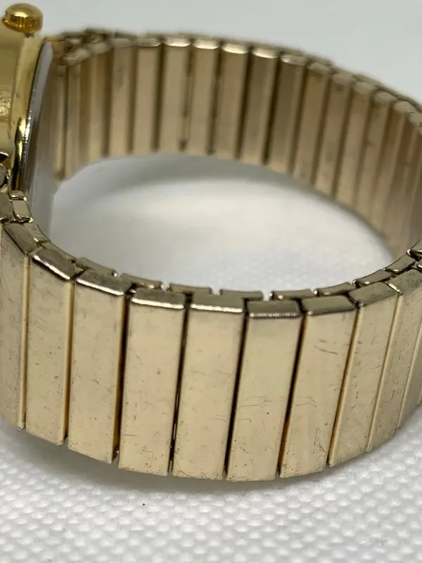 Time women’s watch gold tone 33mm quartz analog stretch band size 6.5” running - Image 3