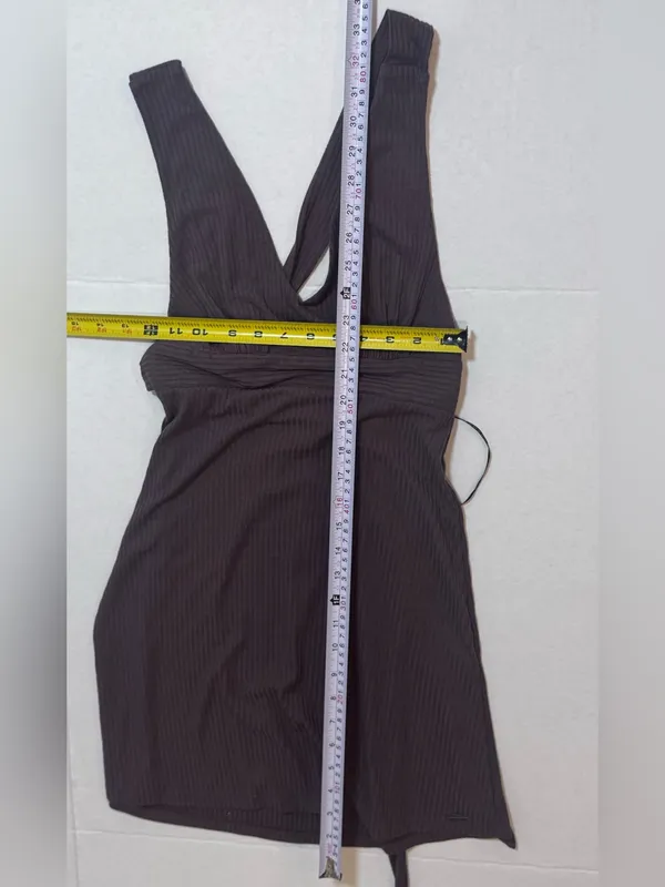 Volcom Mini Dress XS Ribbed Open Back Tie Waist Beach Resort Vacation Boho Surf - Image 11