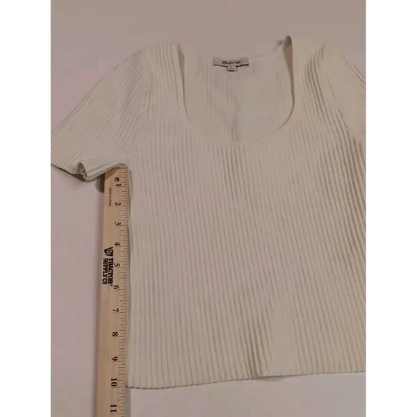 Madewell Striped Embroidered Crop Top Cream Color Small‎ Classic Streetwear... - Image 3