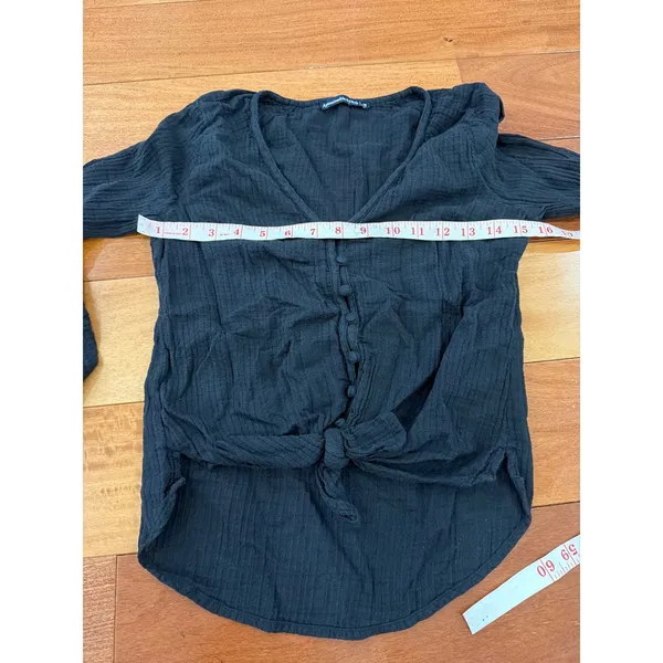 Abercrombie & Fitch Button Front Top Womens Black Tie Front Gauze XS - Image 5