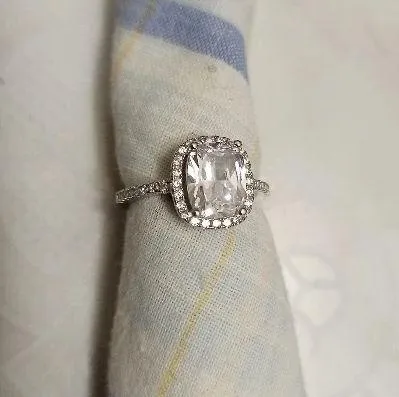 Real Silver 2Ct 1.5 cushion square engagement wedding 925 silver ring - Image 2