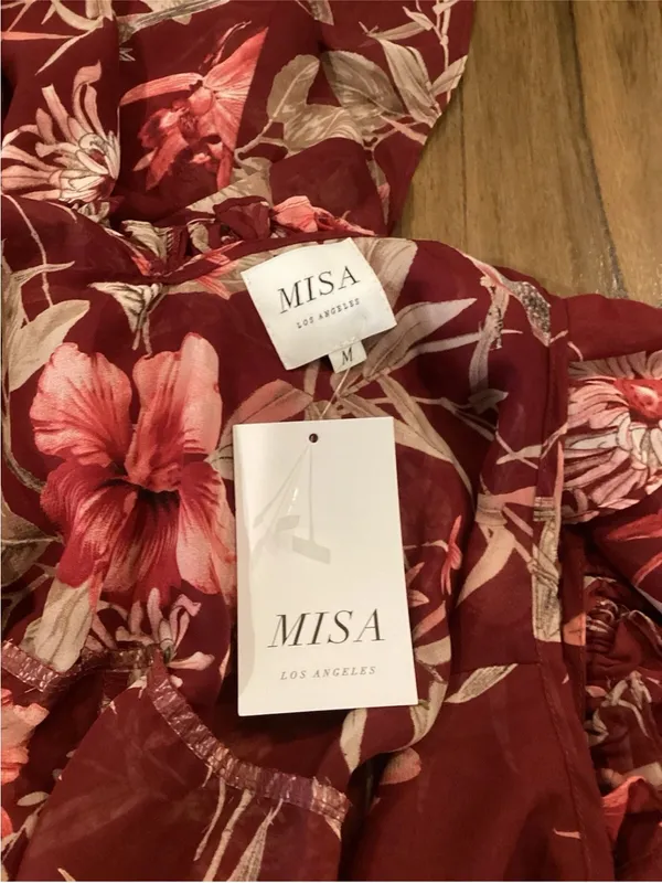 MISA Los Angeles Tayla dress ruffle neckline cascading wrap Medium - Image 5
