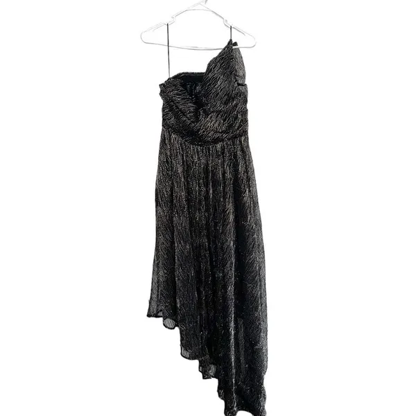 La Maison Talulah Starcrossed Lover Black Gold Metallic High Low Gown L - Image 11