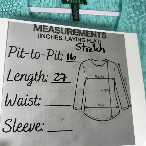 Lauren Ralph Lauren Size-M Top Sweater Vest Aqua Turquoise Cable Knit Scoop Neck - Image 4