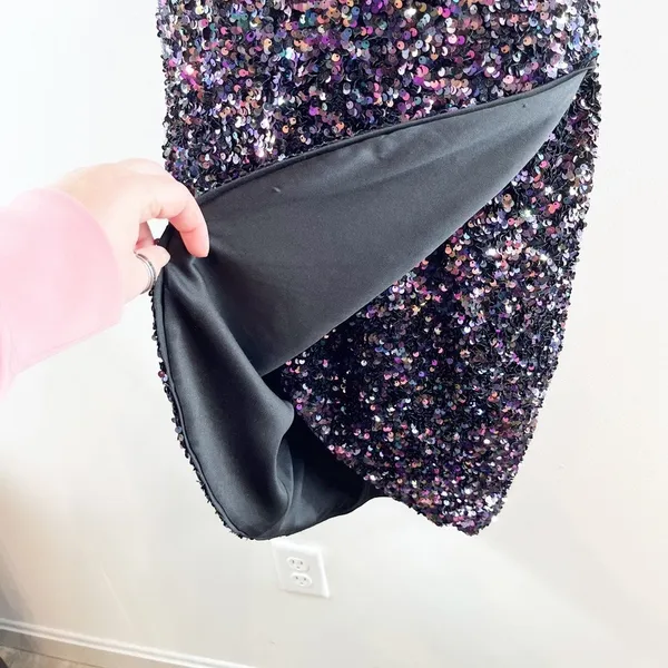 Bardot Sequin Halter Cutout Knee Length Dress Black Multi XS - Image 6