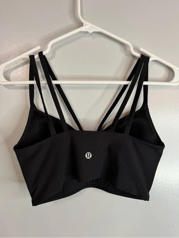 Lululemon Athletica Black Like a Cloud Longline Ribbed Strappy Bralette Size B/C - Image 3