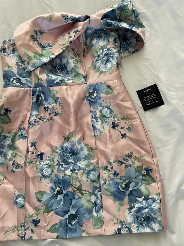 Lulus Soiree Darling Pink Floral Bow Off-the-Shoulder Mini Dress - Image 13