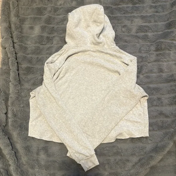 Brandy Melville Gray Cropped Hoodie Raw Hem Oversized - Image 5