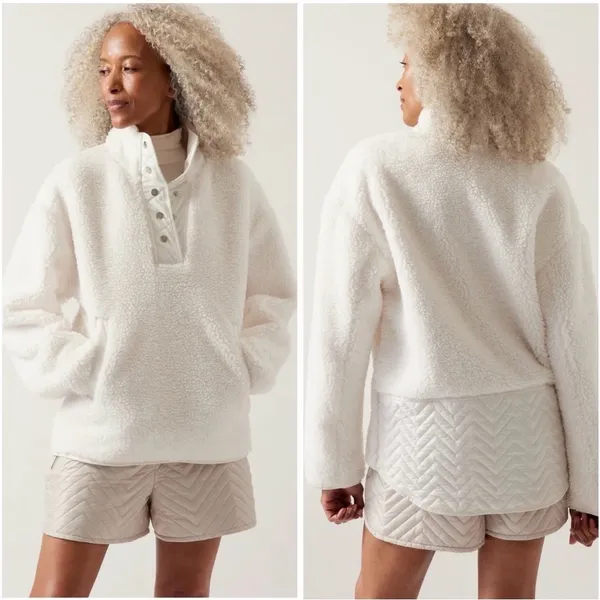 Women's White Sherpa Pullover Jacket - Image 2