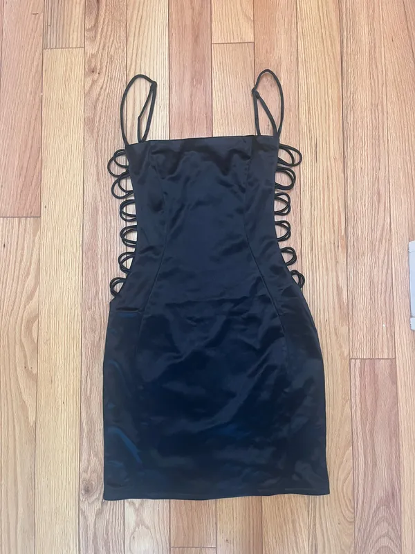 Little Black Strappy Dress - Image 2