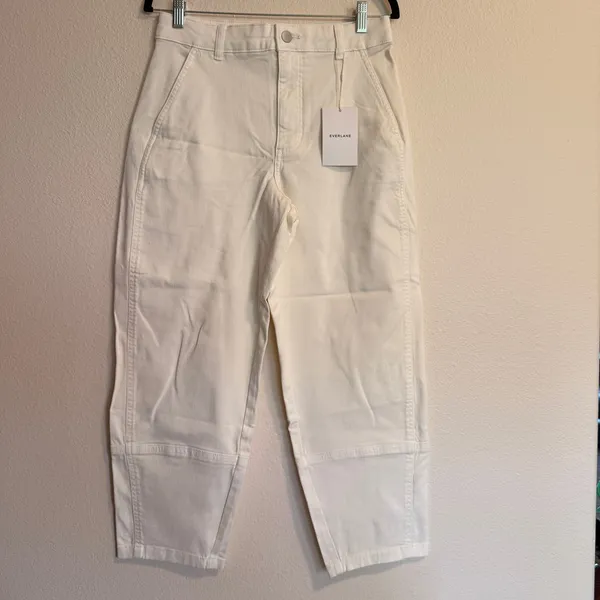 Everlane The Utility Barrel Pant Bone White Organic Cotton High Rise Size 8 NWT - Image 2