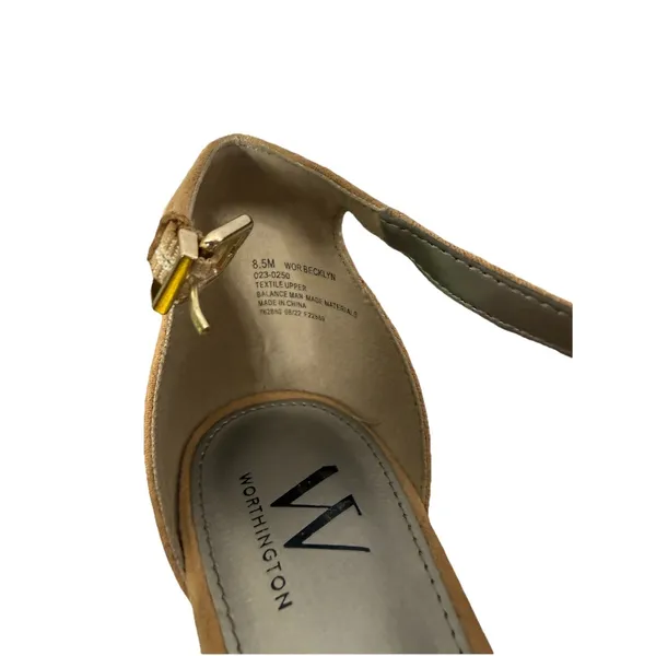 Worthington Faux Suede Ankle Strap Block Heel Sandals - Beige/Tan* 8.5 - Image 5