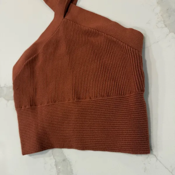 Abercrombie & Fitch Ottoman Ribbed Twist Crop Top Tank Women’s Medium Terracotta - Image 4