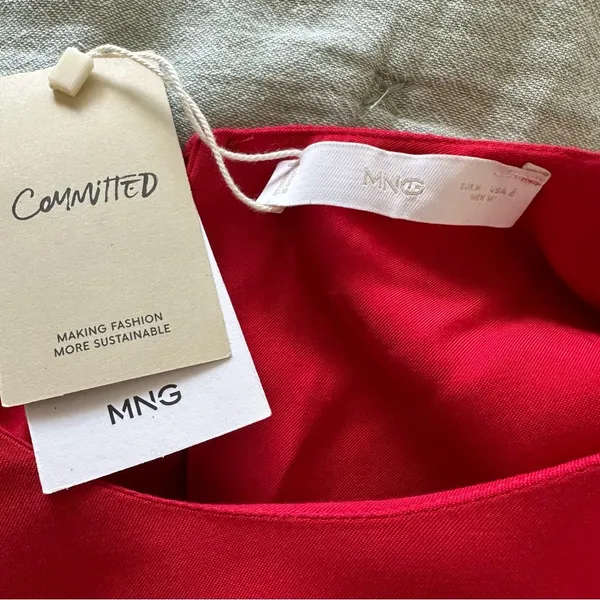 Mango Women’s Red Long Sleeve Shift Dress Size 6US NWT - Image 4
