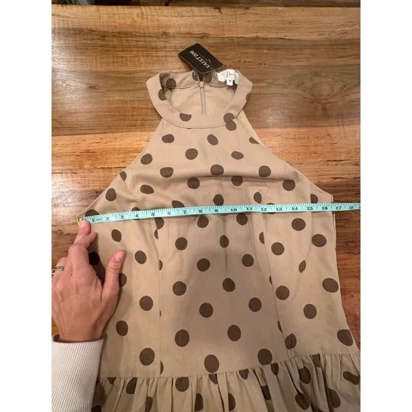 Klesis Vault 206 Taupe Polka Dot Halter Bubble Hem Mini Dress - Size M - Image 13