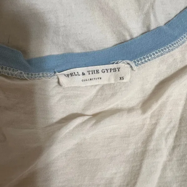 Spell & The Gypsy Collective Cool Blue Baby Tee white blue whimsical unicorn XS - Image 6